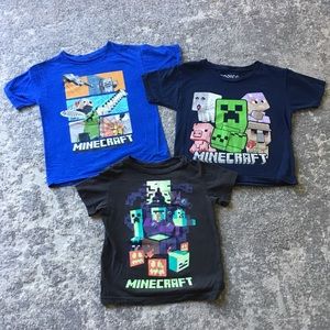 Lot of 3 boys MINECRAFT short-sleeve T-shirts small and X small